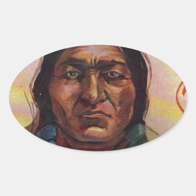 Pegatina Ovalada Chief Sitting Bull (Anverso)