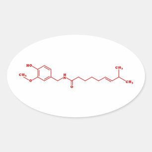 Pegatina Ovalada Chili Capsaicin Fórmula Química Molecular