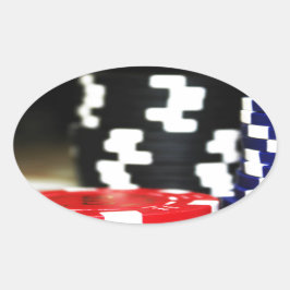 Pegatina Ovalada Chips Gambling Casino Ganar juego Luck Risk Bet