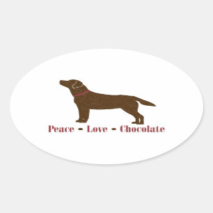 Pegatina Ovalada Chocolate Lab Peace Love Chocolate