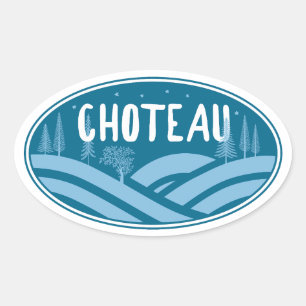 Pegatina Ovalada Choteau Montana al aire libre
