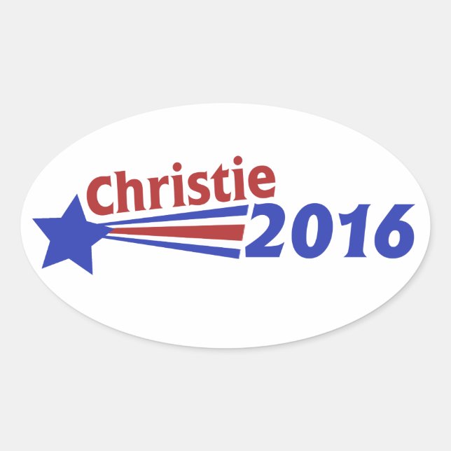 Pegatina Ovalada Chris Christie 2016 (Anverso)