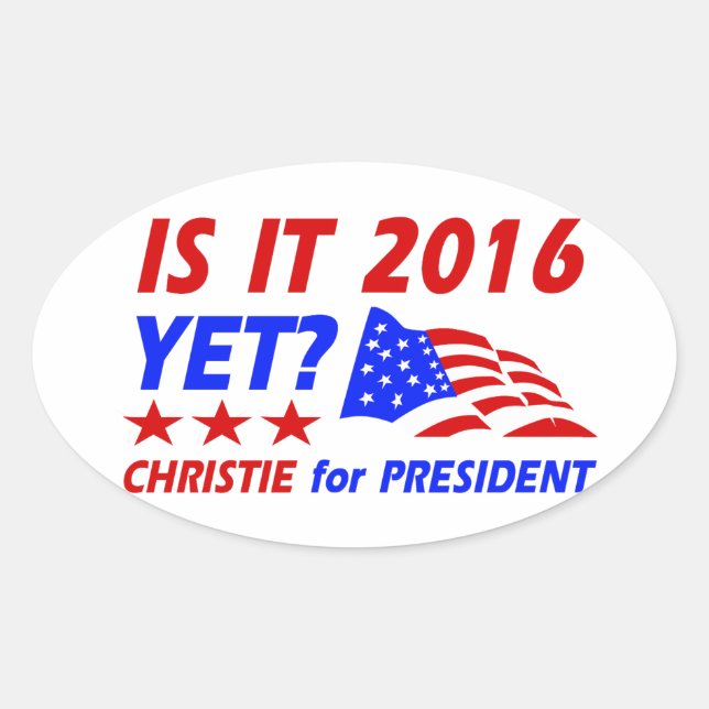 Pegatina Ovalada Chris Christie para los diseños de Presidente (Anverso)