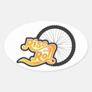 Pegatina Ovalada ciclista de ascenso y rollo