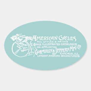 Pegatina Ovalada Ciclos Americanos de 1890