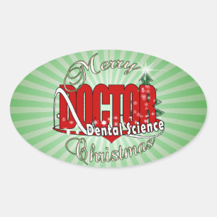 Pegatina Ovalada Ciencia dental de navidades