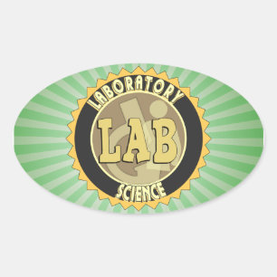 PEGATINA OVALADA CIENCIA LABORATORIA DE LABORATORIO DE LAB BADGE