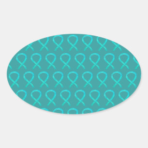 Pegatina Ovalada Cinta de sensibilización verde azulada Personaliza