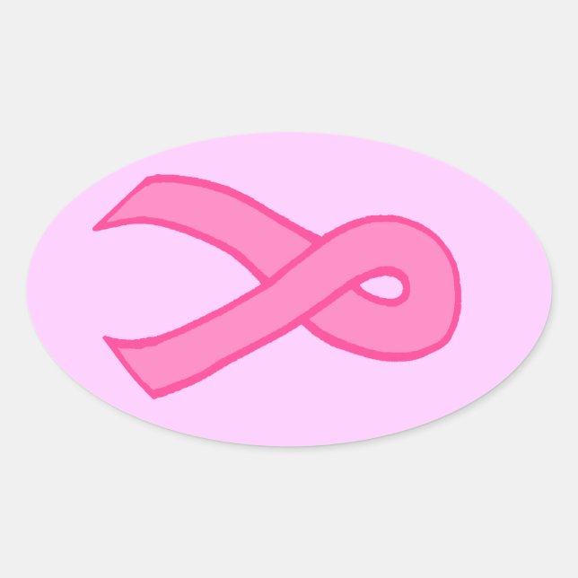Pegatina Ovalada Cinta rosa (Anverso)