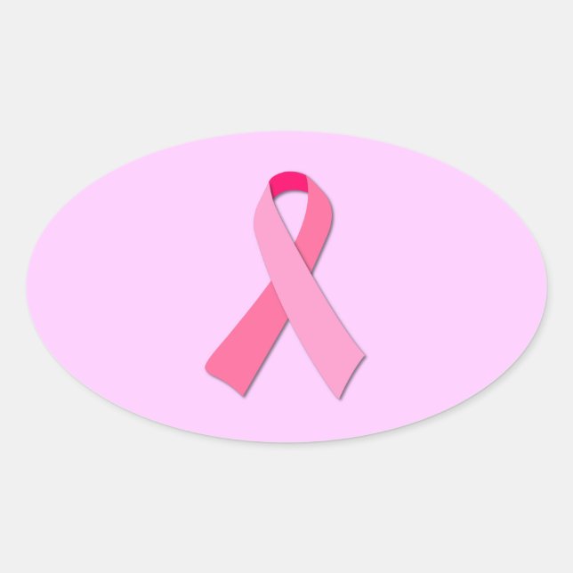 Pegatina Ovalada Cinta rosa (Anverso)
