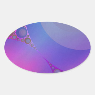 Pegatina Ovalada Círculos de mosaico rosados y azules