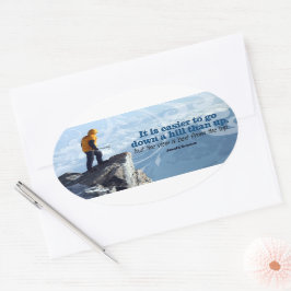 Pegatina Ovalada Cita Inspiradora de Arnold Bennett "Top view"