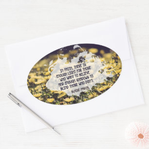 Pegatina Ovalada Cita Inspiradora de Blaise Pascal "En fe"