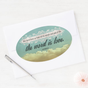 Pegatina Ovalada Cita Inspiradora de Sophocles "Amor"