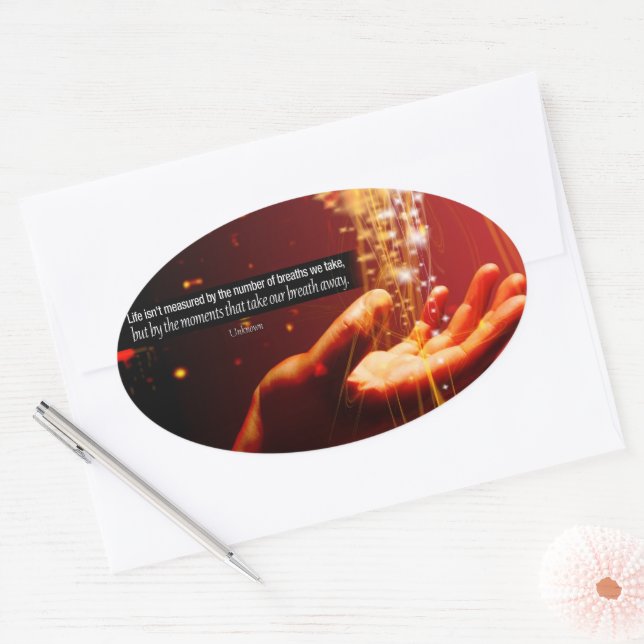 Pegatina Ovalada Cita Inspiradora "Lleve la respiración" (Sobre)