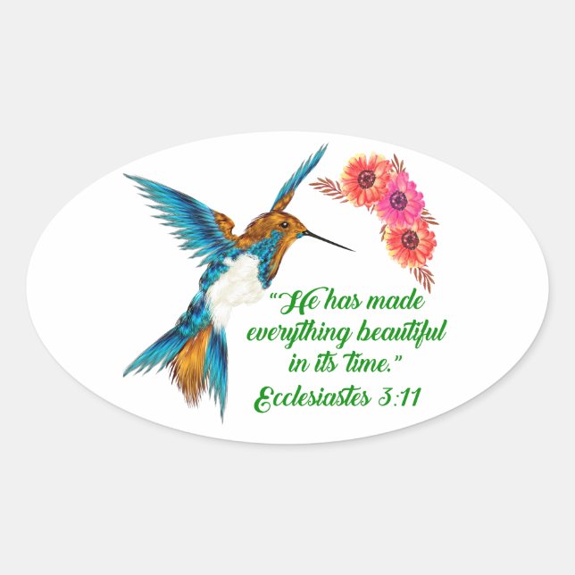 Pegatina Ovalada Citas de Hummingbird (Anverso)