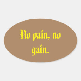 Pegatina Ovalada Citas De Motivación De GIMNASIO Y Marrón Claro