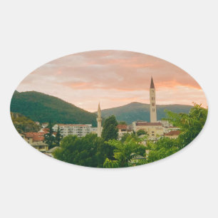Pegatina Ovalada Ciudad de Mostar - Bosnia y Herzegovina