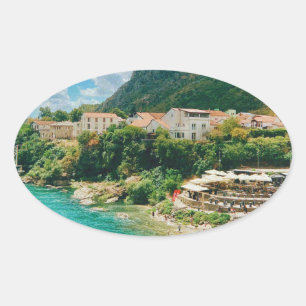 Pegatina Ovalada Ciudad de Mostar - Bosnia y Herzegovina