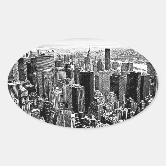 Pegatina Ovalada Ciudad de Nueva York (Anverso)