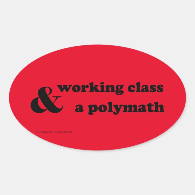 Pegatina Ovalada "Clase trabajadora y polimatemática" (Anverso)