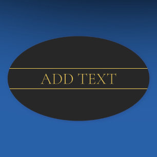 Pegatina Ovalada Clásico Texto y Líneas de Oro Personalizables