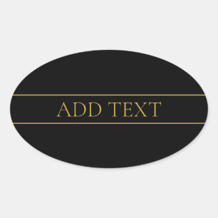 Pegatina Ovalada Classy Personalizable Gold Text & Lines