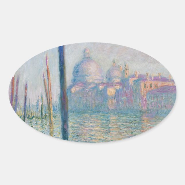 Pegatina Ovalada Claude Monet Gran Canal Venecia Italia Viaje (Anverso)