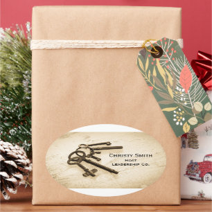 Pegatina Ovalada Claves de esqueleto antiguas con problemas en el a