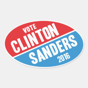 Pegatina Ovalada Clinton Sanders Sticker
