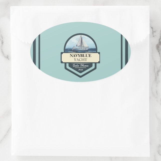 Pegatina Ovalada Club náutico de la Marina Azul (Bolso)