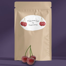 Pegatina Ovalada Cocina con cerezas