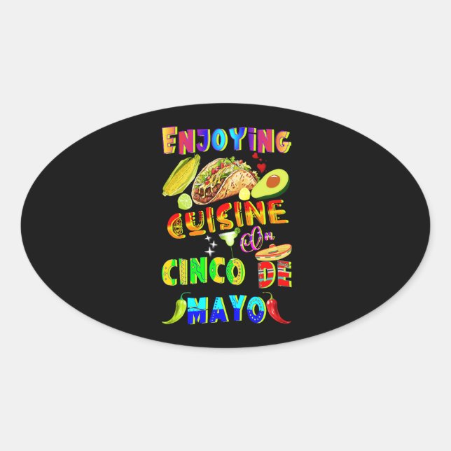 Pegatina Ovalada Cocina De Cinco De Mayo (Anverso)