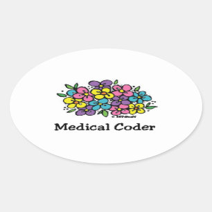 Pegatina Ovalada Codificador médico Blooms2