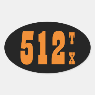 Pegatina Ovalada Código de área 512 (Austin, TX)