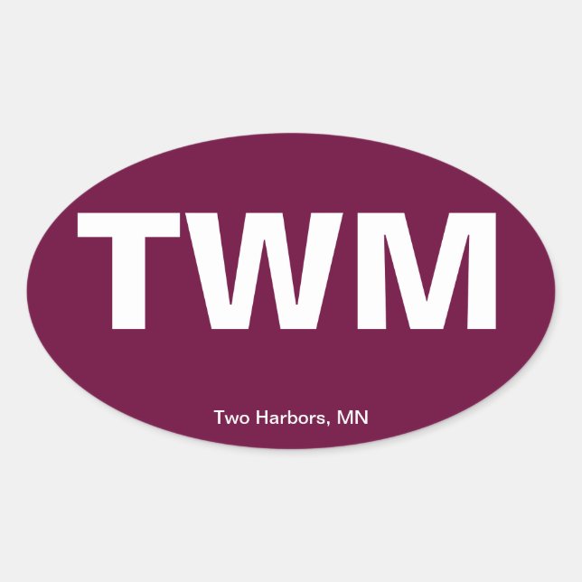 Pegatina Ovalada Código del aeropuerto - Dos puertos, Minnesota (Anverso)