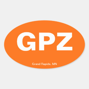 Pegatina Ovalada Código del aeropuerto - Grand Rapids, Minnesota