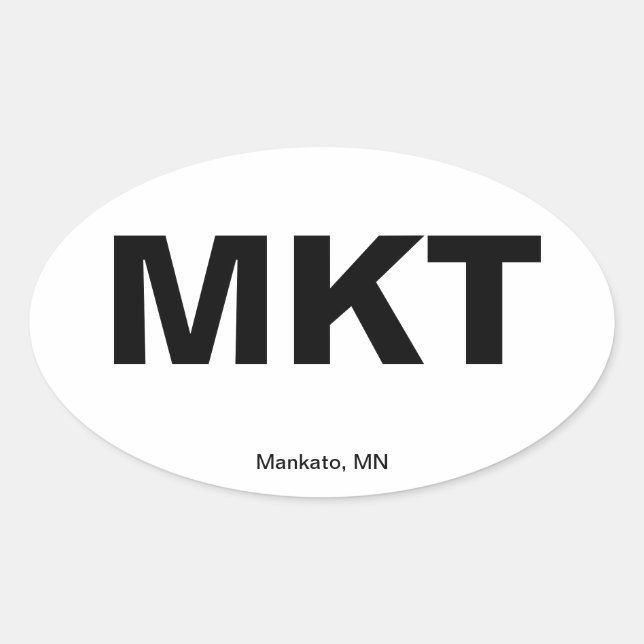 Pegatina Ovalada Código del aeropuerto - Mankato, Minnesota (Anverso)