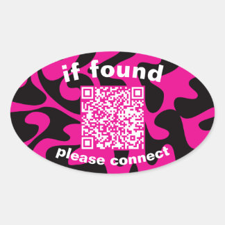 Pegatina Ovalada Código QR lima verde adorable perdido encontrado