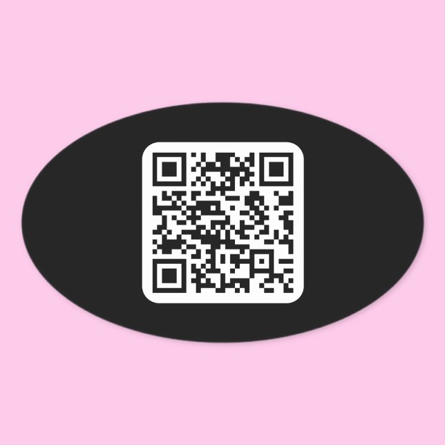 Pegatina Ovalada Código QR moderno editable | Blanco negro o cualqu (Subido por el creador)