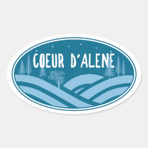 Pegatina Ovalada Coeur d'Alene Idaho al aire libre