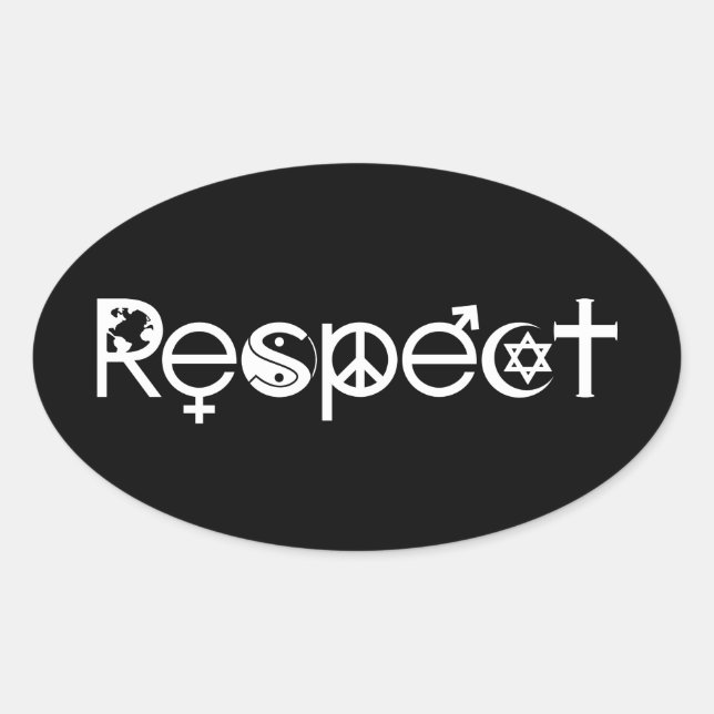 Pegatina Ovalada Coexistir con el respeto - Amabilidad y tolerancia (Anverso)