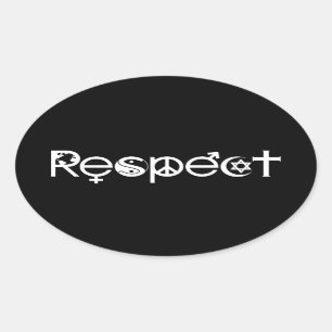 Pegatina Ovalada Coexistir con el respeto - Amabilidad y tolerancia