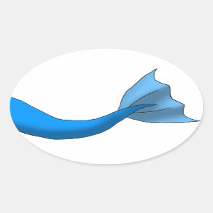 Pegatina Ovalada Cola azul de la sirena