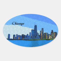 Collage de la silueta de Chicago pintado