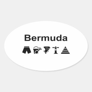Pegatina Ovalada Color claro de los iconos monotónicos de las Bermu