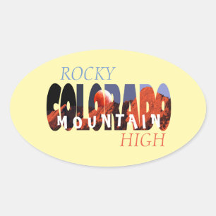 Pegatina Ovalada Colorado - Rocky Mountain High