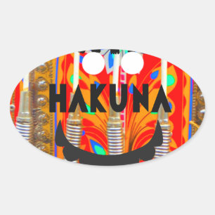 Pegatina Ovalada Colores del carnaval de samba Hakuna Matata blando