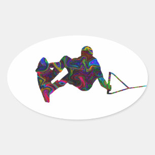 Pegatina Ovalada Colores salvajes Wakeboarder