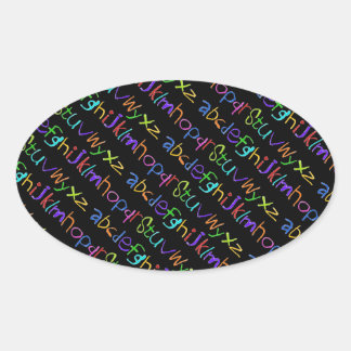 Pegatina Ovalada Colorida escritura de los niños de la ABC Rainbow 